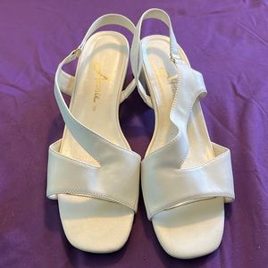 Off white sling back sandals.